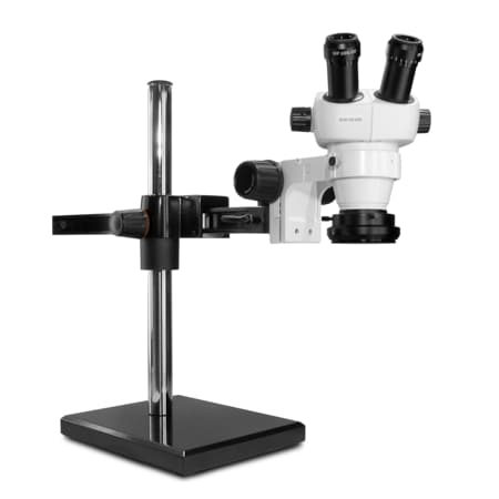 Scienscope ELZ Stereo Zoom Microscope With Polarized LED Light On Gliding Stand ELZ-PK5-R3